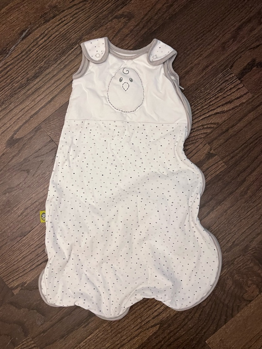 Nested Bean White Baby Zen Sack with Gray Trim